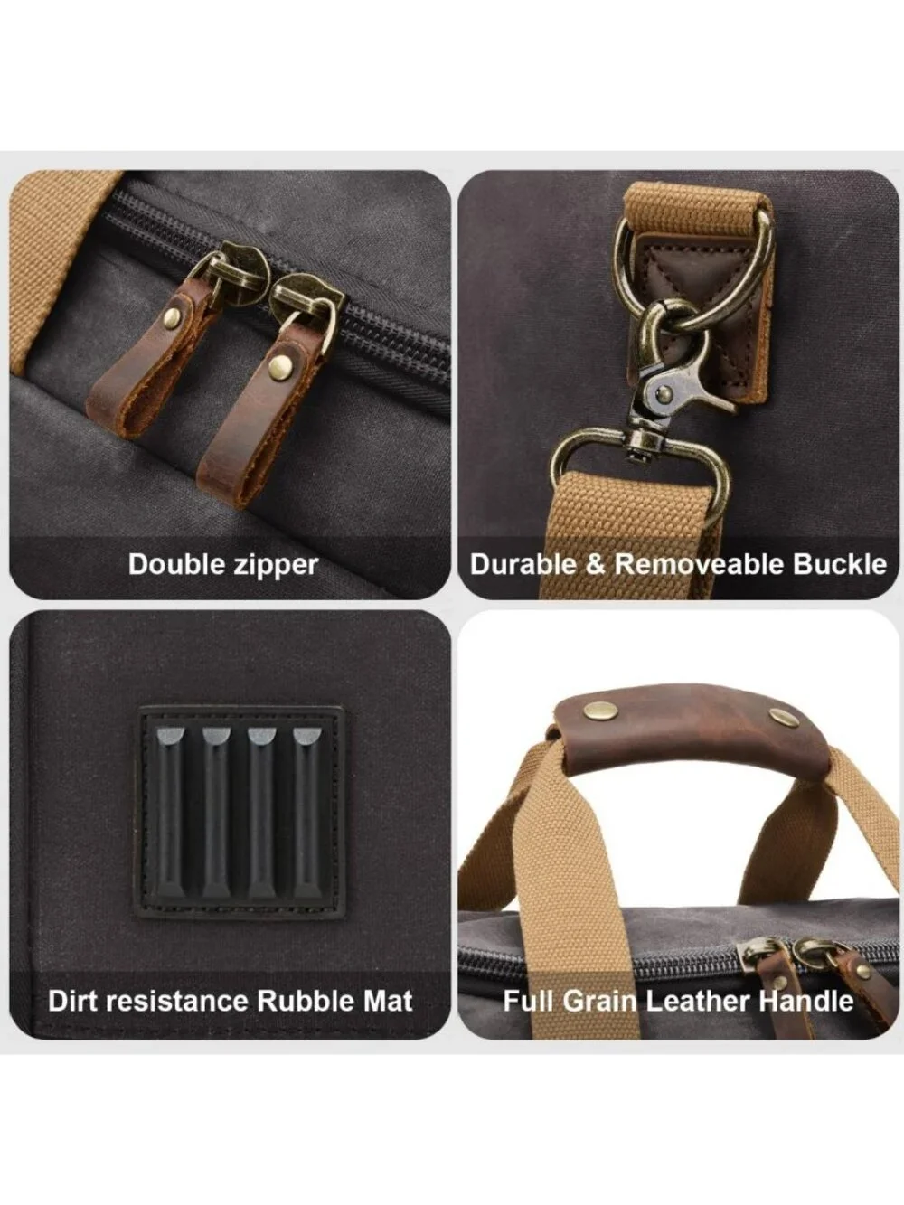 Waterproof Waxed Canvas Duffel Bag 50L | Dark Grey Travel & Weekend Bag
